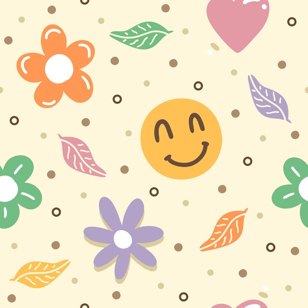 Flor linda con diseño vectorial de emoticones sonrientes