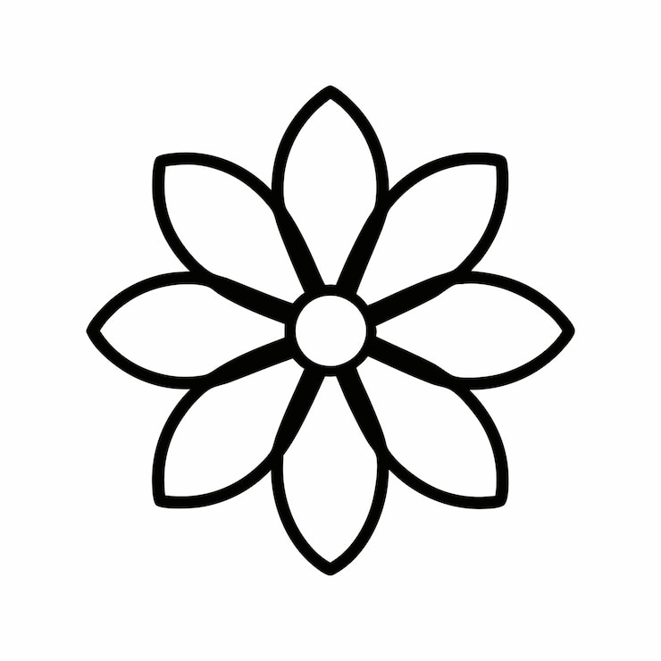 Vector flor de línea negra sobre fondo blanco