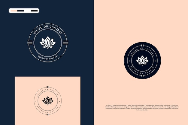 La flor de loto dibujado a mano diseño de logotipo minimalista en estilo clásico retro.