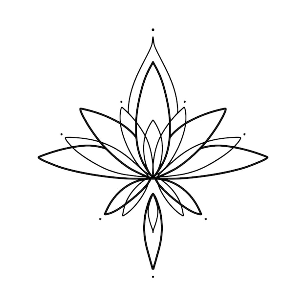 Flor de loto de filigrana vector negro dibujado a mano