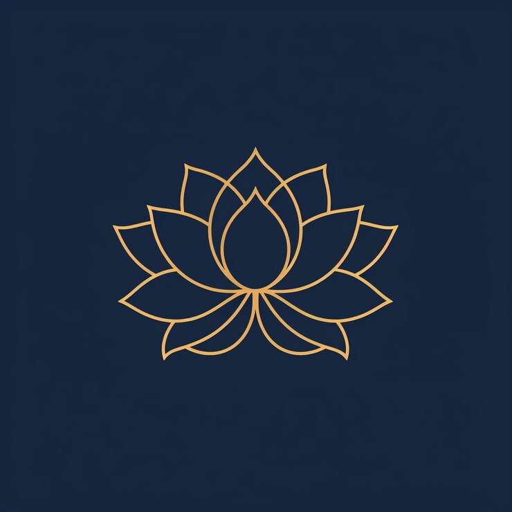 Vector la flor del loto, el pétalo de la planta, la belleza de la naturaleza, la meditación zen, la paz, la serenidad, el logotipo del yoga.