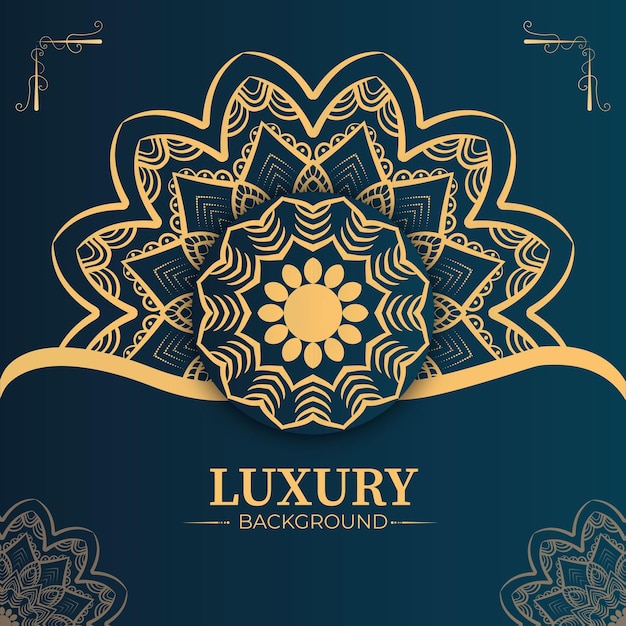 Flor de lujo mandala de fondo con patrón arabesco dorado estilo árabe islámico del este Ramadan St
