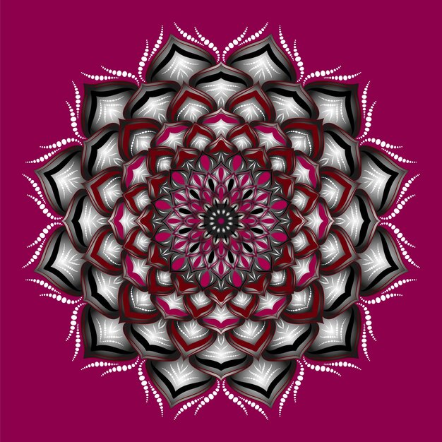 Flor de lujo Mandala Lotus sobre un fondo rojo.