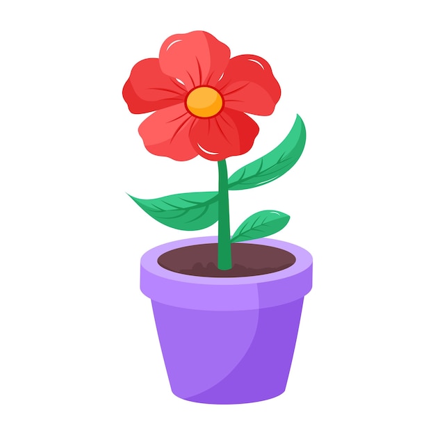 Una flor en una maceta con una hoja verde.