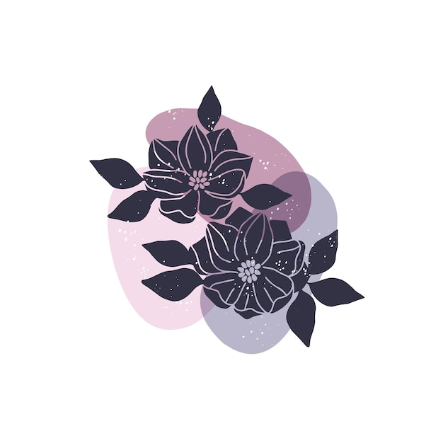 Vector flor de magnolia vectorial con ilustración de formas abstractas silueta floral dibujada a mano