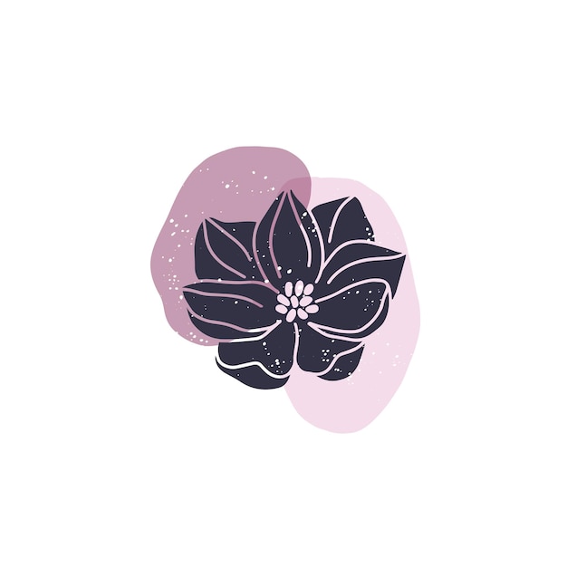 Vector flor de magnolia vectorial con ilustración de formas abstractas silueta floral dibujada a mano