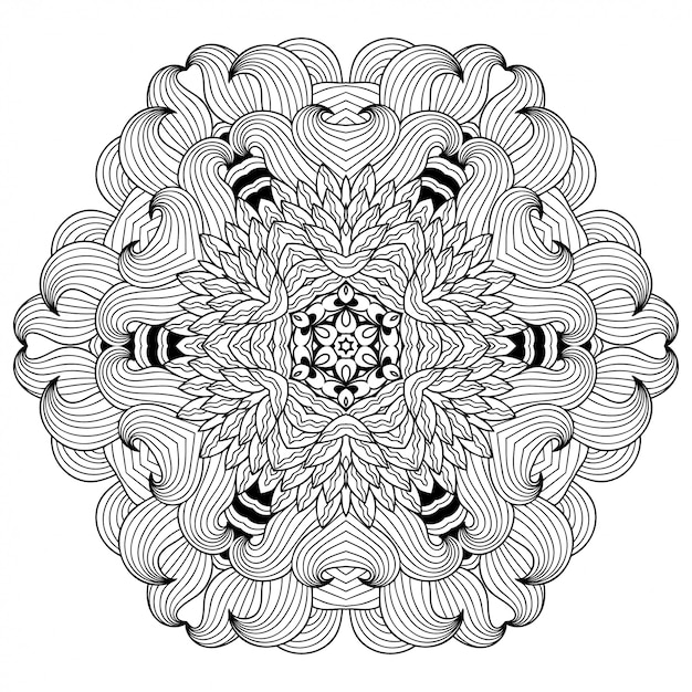 Flor de mandala adorno decorativo en estilo étnico oriental. esquema doodle mano dibujar ilustración.
