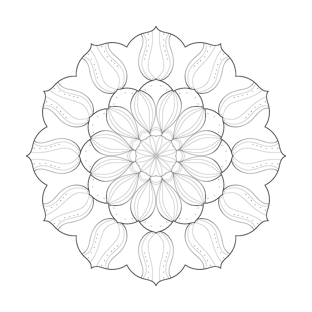 Flor mandala contorno página de libro para colorear para adultos patrón redondo ornamental estilo oriental