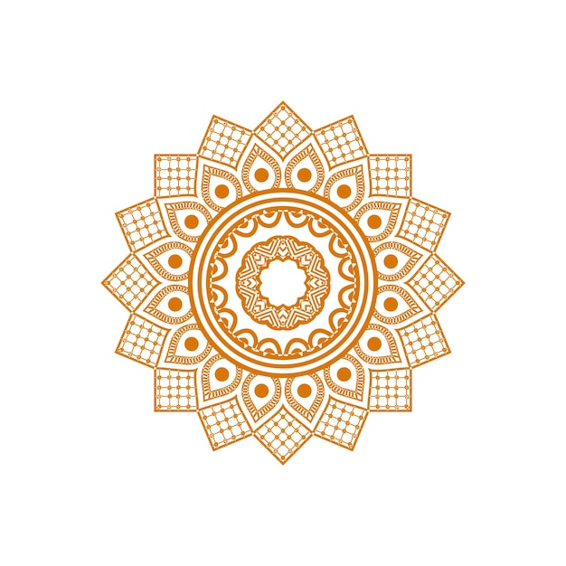 Flor de mandala dorada con diseño de vector de fondo blanco