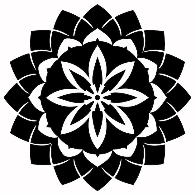 La flor del mandala negra y blanca