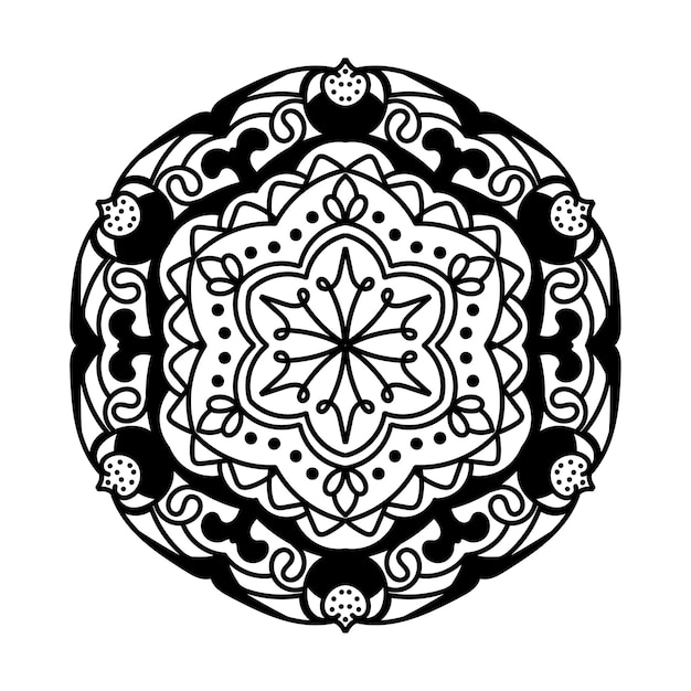 Flor de mandala simple en blanco y negro para colorear libro. Elementos decorativos antiguos