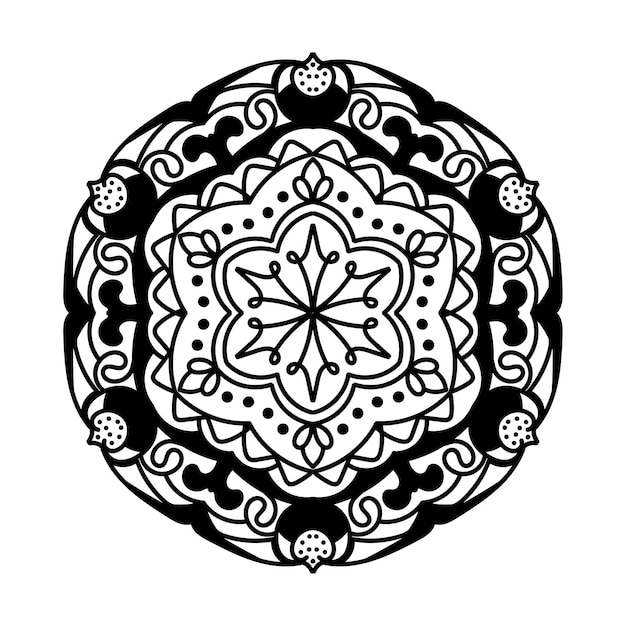 Flor de mandala simple en blanco y negro para colorear libro. Elementos decorativos antiguos