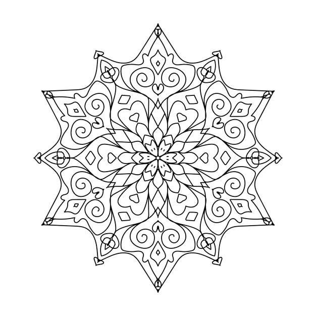 Flor Mandala Vintage patrón decorativo ilustración vectorial Libro para colorear página interior KDP