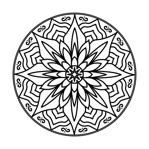 Flor Mandala Vintage patrón decorativo ilustración vectorial Libro para colorear página interior KDP
