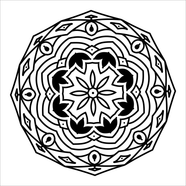 Flor Mandala Vintage patrón decorativo ilustración vectorial Libro para colorear página interior KDP