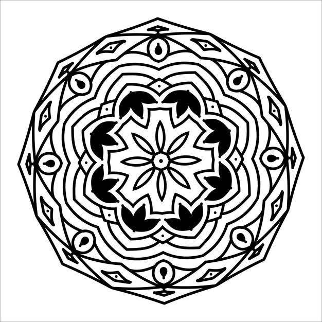 Flor mandala vintage patrón decorativo ilustración vectorial libro para colorear página interior kdp