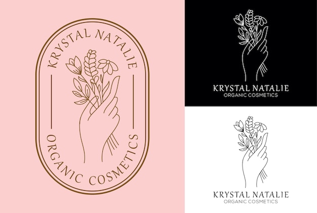 flor de mano diseño de logotipo femenino
