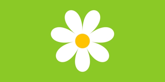 Flor de manzanilla gran diseño para cualquier propósito Ilustración de dibujos animados con manzanilla blanca sobre fondo verde