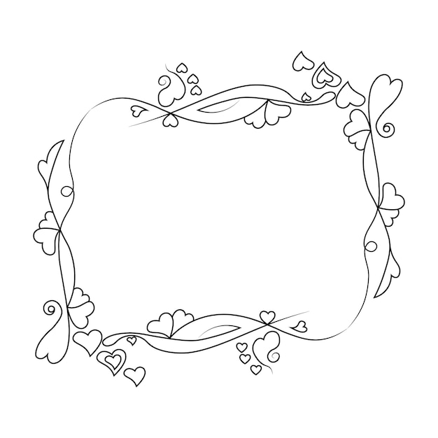 Flor marco contorno floral rectángulo marco diseño vector