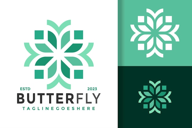 Flor Mariposa Ornamento Logo Logos Diseño Elemento Stock Vector Ilustración Plantilla