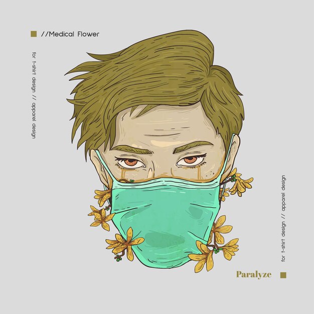 Flor médica dibujada a mano para camiseta