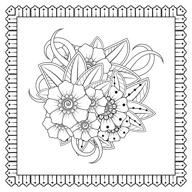 Flor de mehndi para la decoración del tatuaje de henna mehndi Adorno decorativo en estilo étnico oriental
