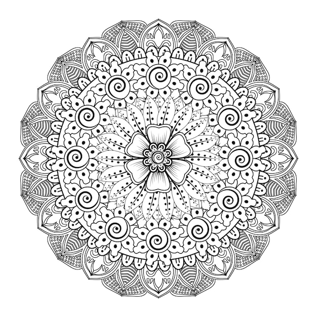 Flor de mehndi para la decoración del tatuaje de henna mehndi Adorno decorativo en estilo étnico oriental