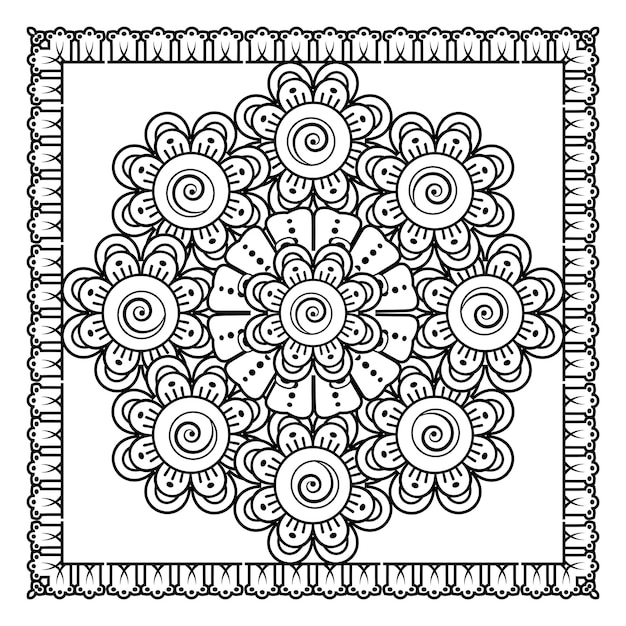 Flor de mehndi para la decoración del tatuaje de henna mehndi adorno decorativo en estilo étnico oriental