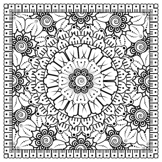 Flor de mehndi para la decoración del tatuaje de henna mehndi Adorno decorativo en estilo étnico oriental