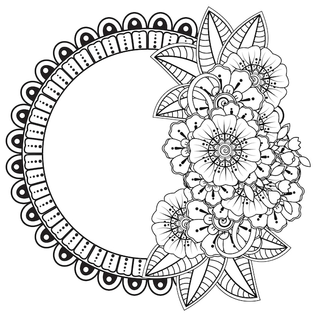 Flor de mehndi para la decoración del tatuaje de henna mehndi Adorno decorativo en estilo étnico oriental