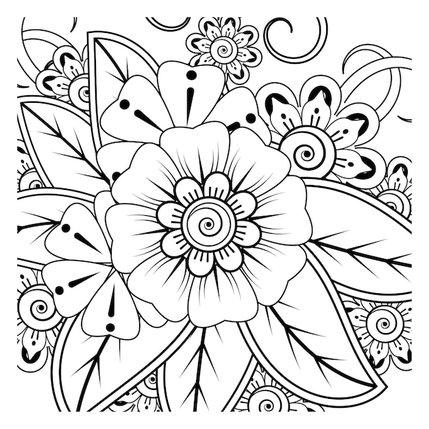 Flor de mehndi para la decoración del tatuaje de henna mehndi adorno decorativo en estilo étnico oriental