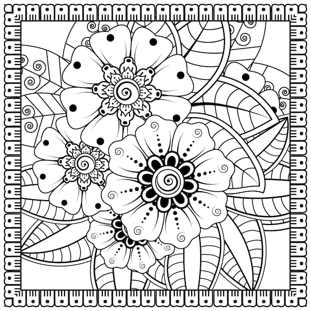 Flor de mehndi para la decoración del tatuaje de henna mehndi adorno decorativo en estilo étnico oriental