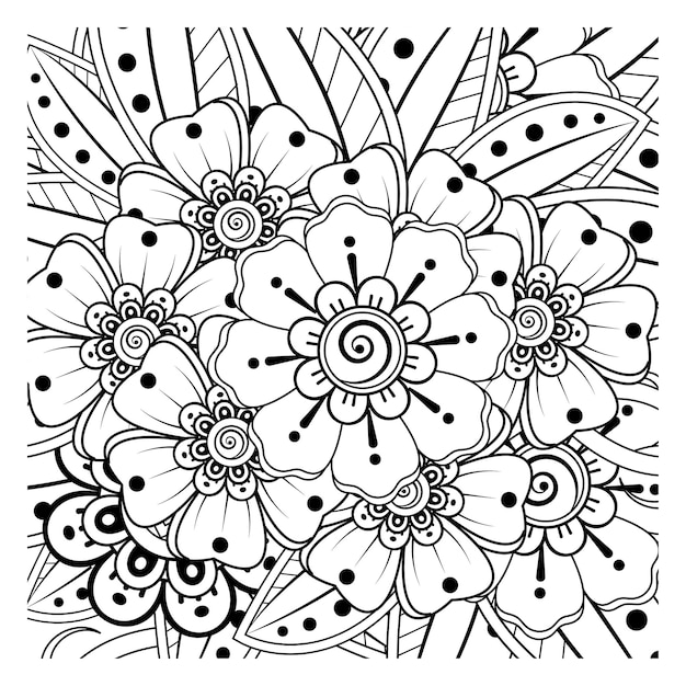 Flor de mehndi para la decoración del tatuaje de henna mehndi Adorno decorativo en estilo étnico oriental