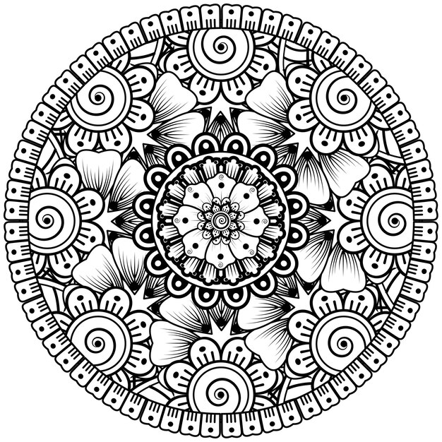 Flor de mehndi para la decoración del tatuaje de henna mehndi Adorno decorativo en estilo étnico oriental