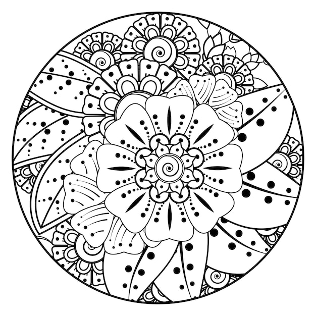 Flor de mehndi para la decoración del tatuaje de henna mehndi Adorno decorativo en estilo étnico oriental