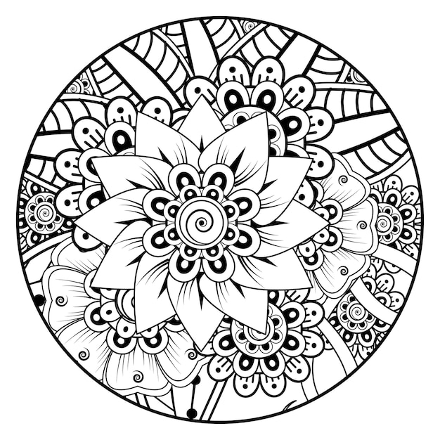 Flor de mehndi para la decoración del tatuaje de henna mehndi adorno decorativo en estilo étnico oriental