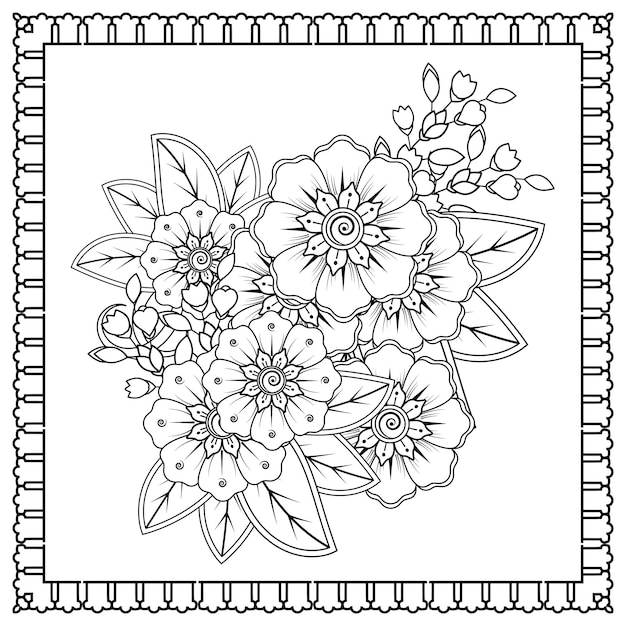 Flor de mehndi para la decoración del tatuaje de henna mehndi Adorno decorativo en estilo étnico oriental