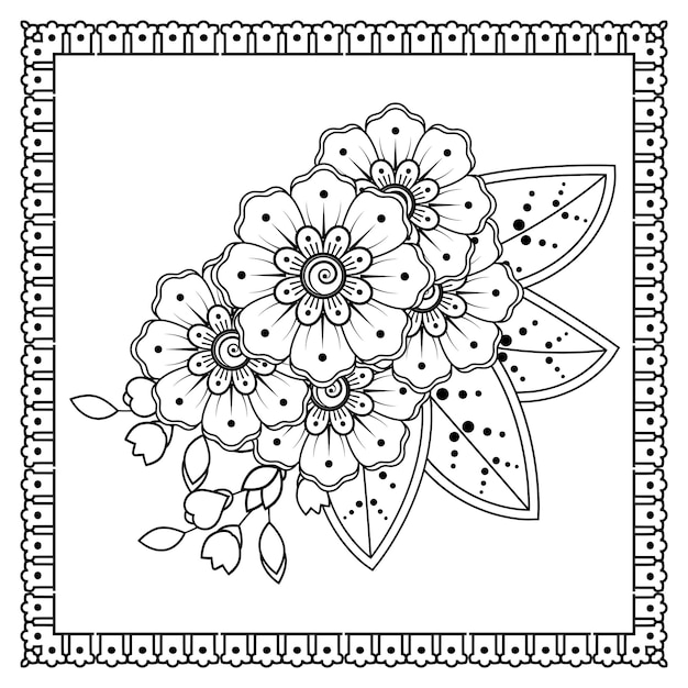 Flor de mehndi para la decoración del tatuaje de henna mehndi adorno decorativo en estilo étnico oriental