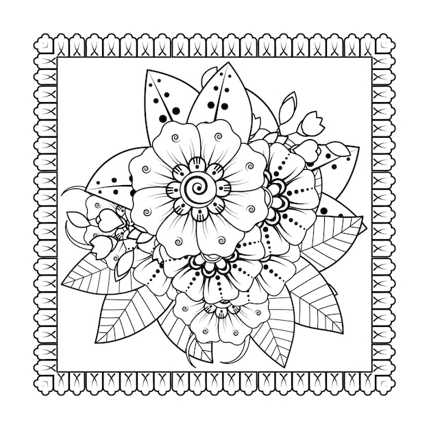 Flor de mehndi para la decoración del tatuaje de henna mehndi Adorno decorativo en estilo étnico oriental