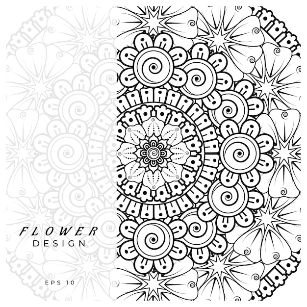 Flor de mehndi para la decoración del tatuaje de henna mehndi página de libro para colorear