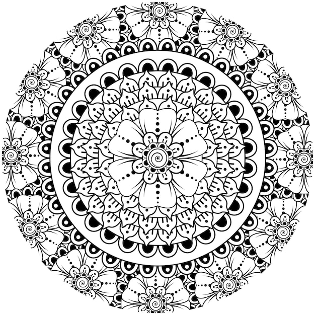 Flor de mehndi para la decoración del tatuaje de henna mehndi página de libro para colorear