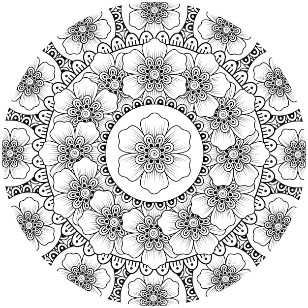 Flor de mehndi para la decoración del tatuaje de henna mehndi página de libro para colorear