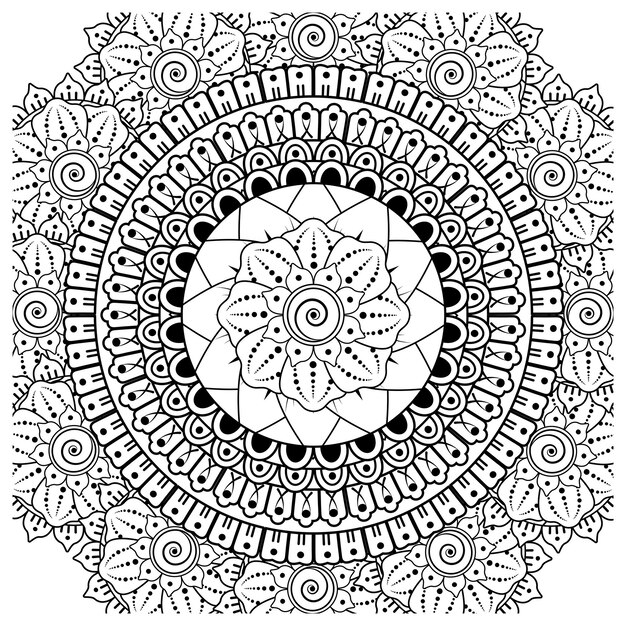 Flor de mehndi para la decoración del tatuaje de henna mehndi página de libro para colorear