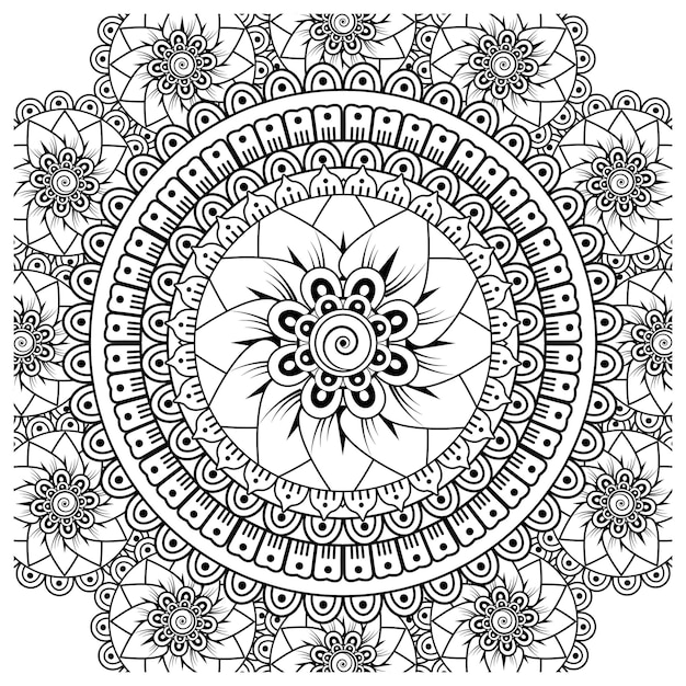 Flor de mehndi para la decoración del tatuaje de henna mehndi página de libro para colorear