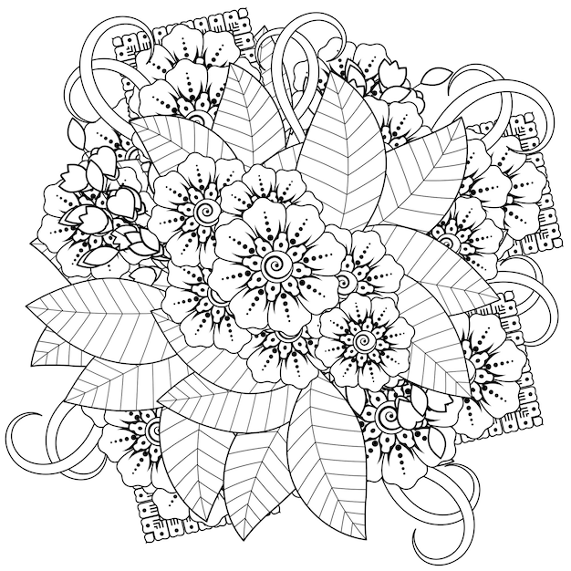 Flor de mehndi para henna aislado en blanco