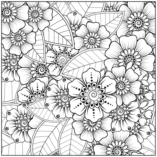 Flor de mehndi para henna aislado en blanco