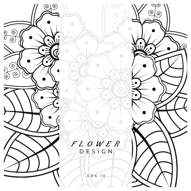 Flor de mehndi para henna mehndi página de libro para colorear