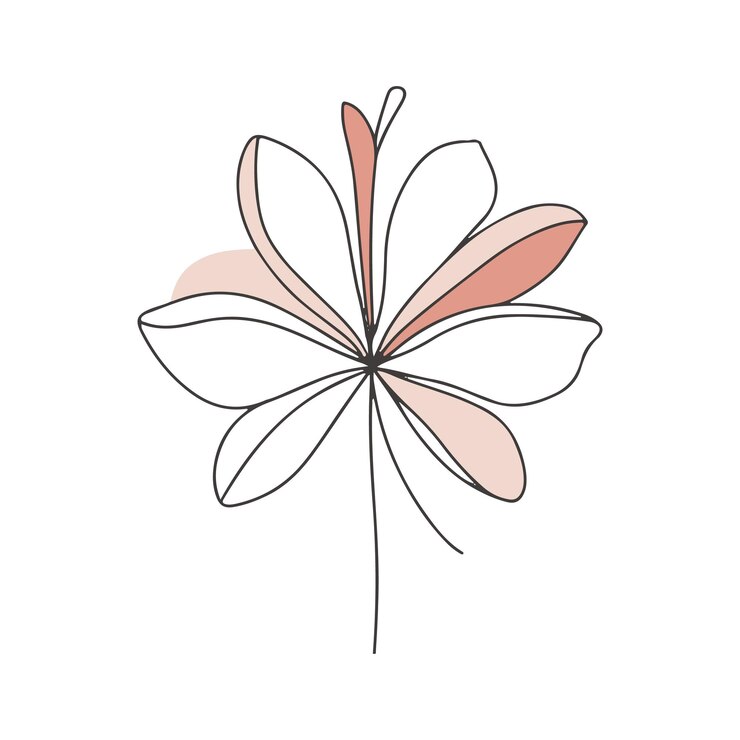 Flor minimalista dibujada a mano en arte vectorial plano con tonos pastel