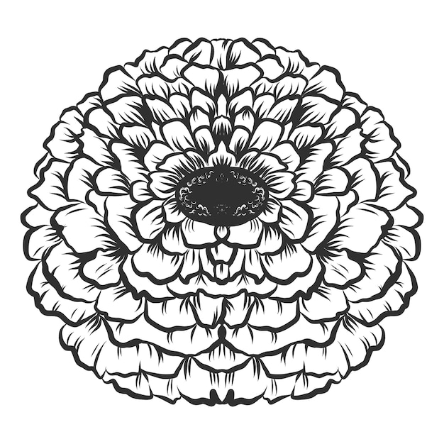 Flor monocromática en flor dibujada a mano ilustración vectorial vintage aislada sobre un fondo blanco