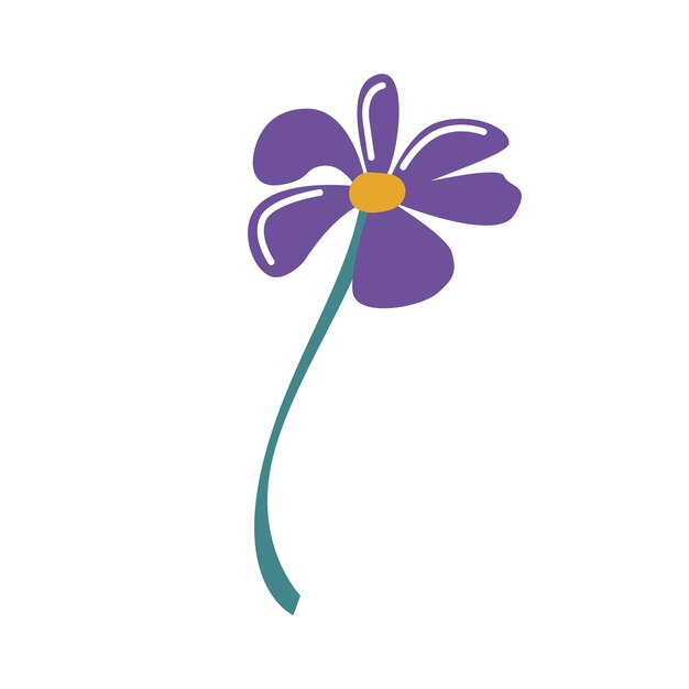 Flor morada con un centro naranja Icono de flor Ilustración vectorial aislado sobre fondo blanco
